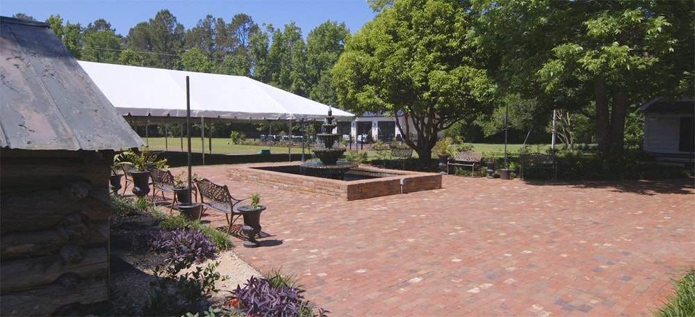 The back porch of an old Tanglewood Plantation wedding venue house in Lynchburg, SC