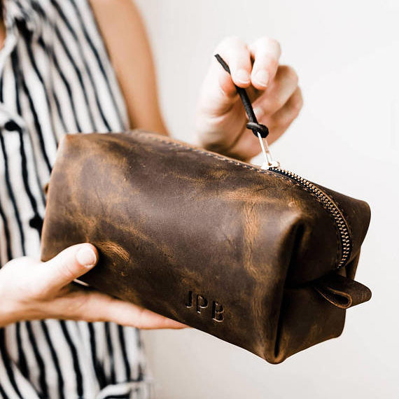 Vintage groomsmen gift dopp kit