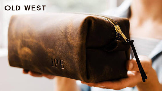 Beautiful leather dopp kit for men. The perfect groomsmen gift!